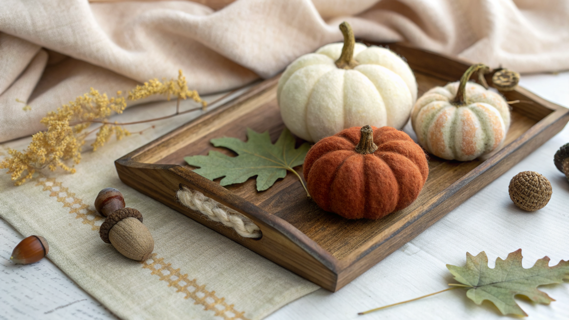 Felted pumpkins and gourds