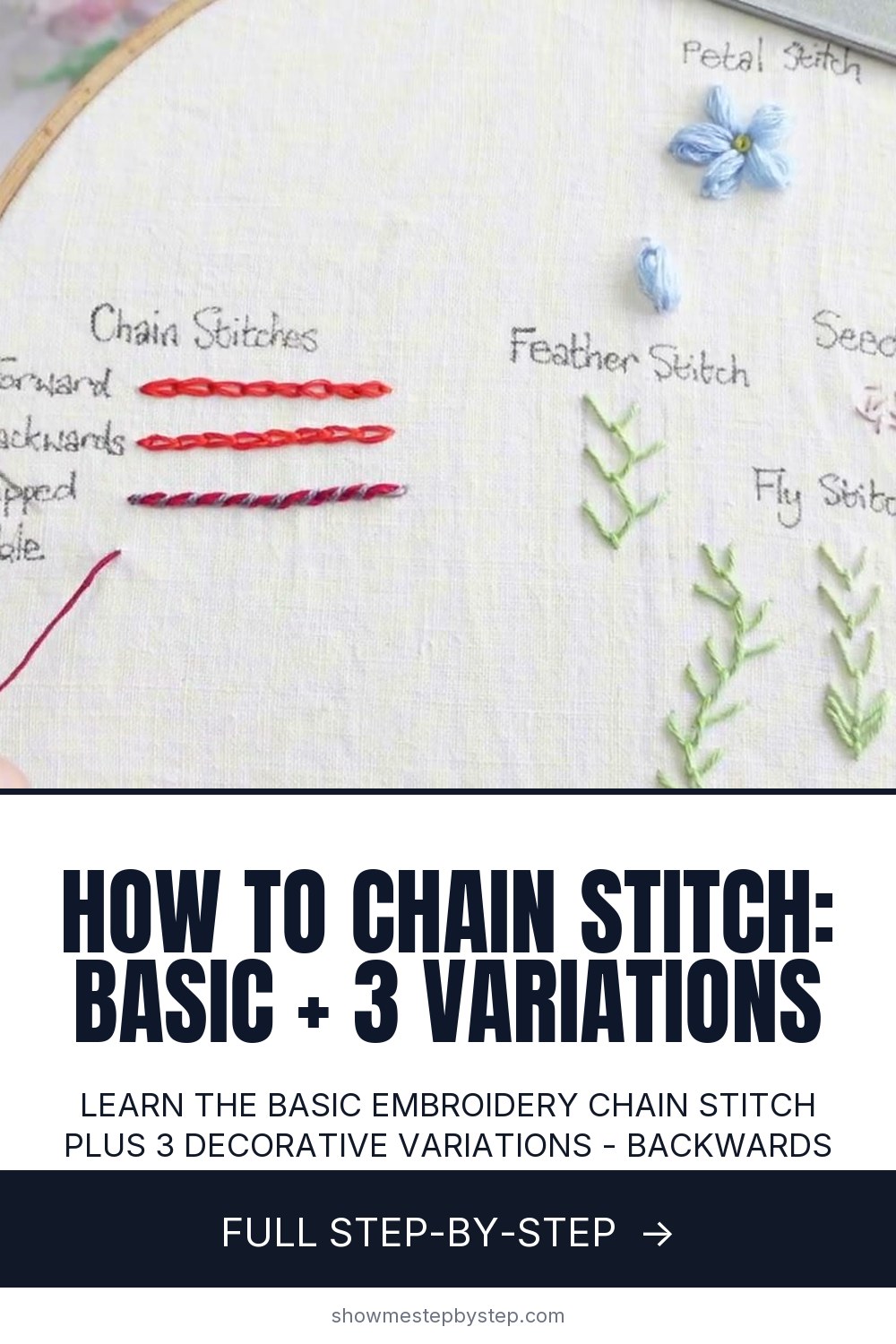 Panel Chainstitch How to Chain Stitch - Basic + 3 Variations (Embroidery)