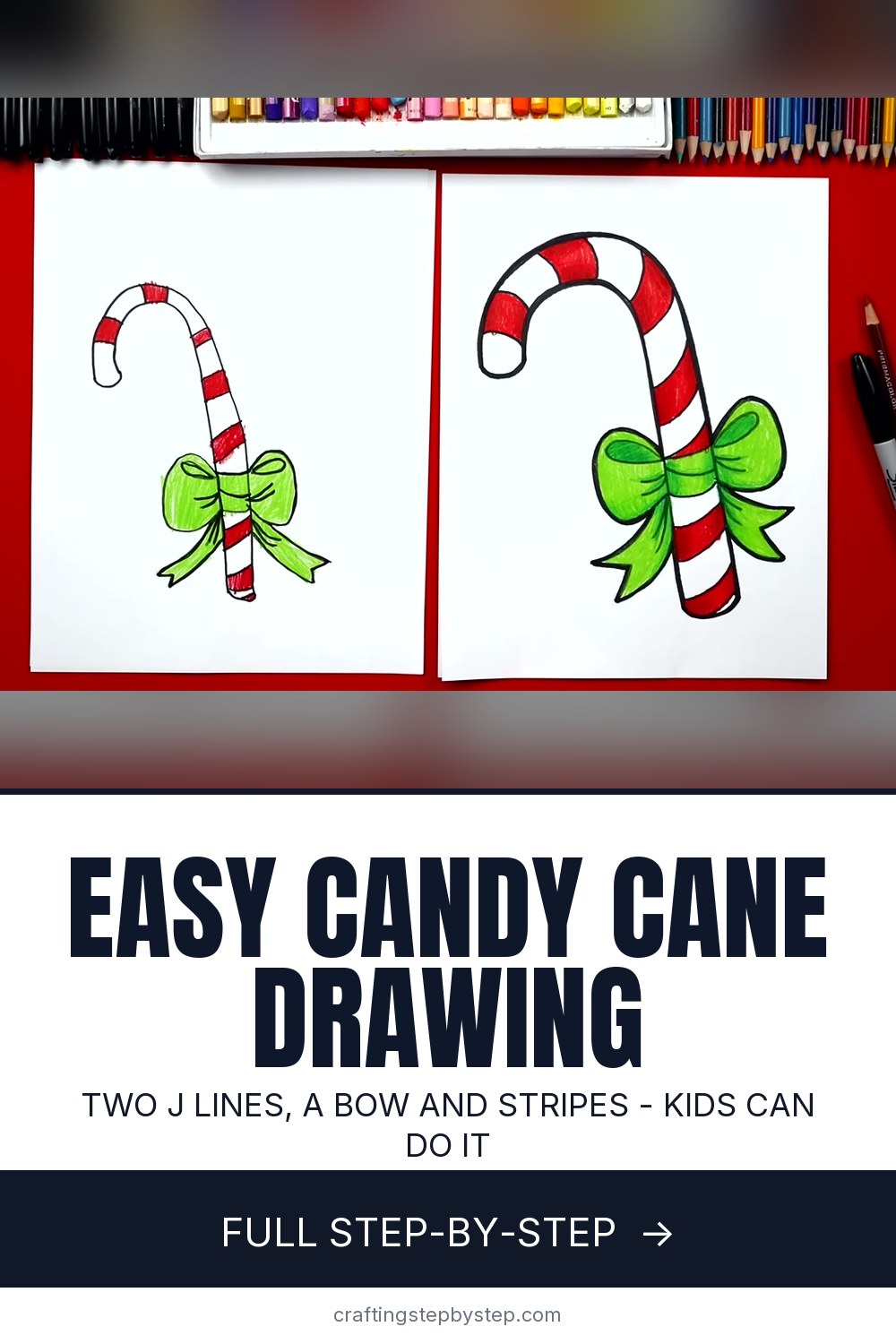How to Draw a Candy Cane - Easy Step by Step for Kids