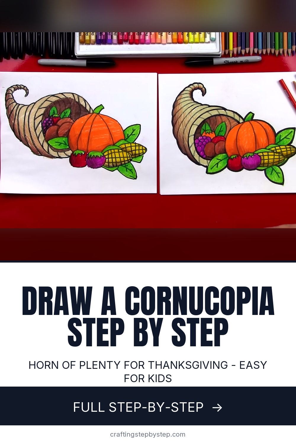 How to Draw a Cornucopia - Easy Horn of Plenty for Kids
