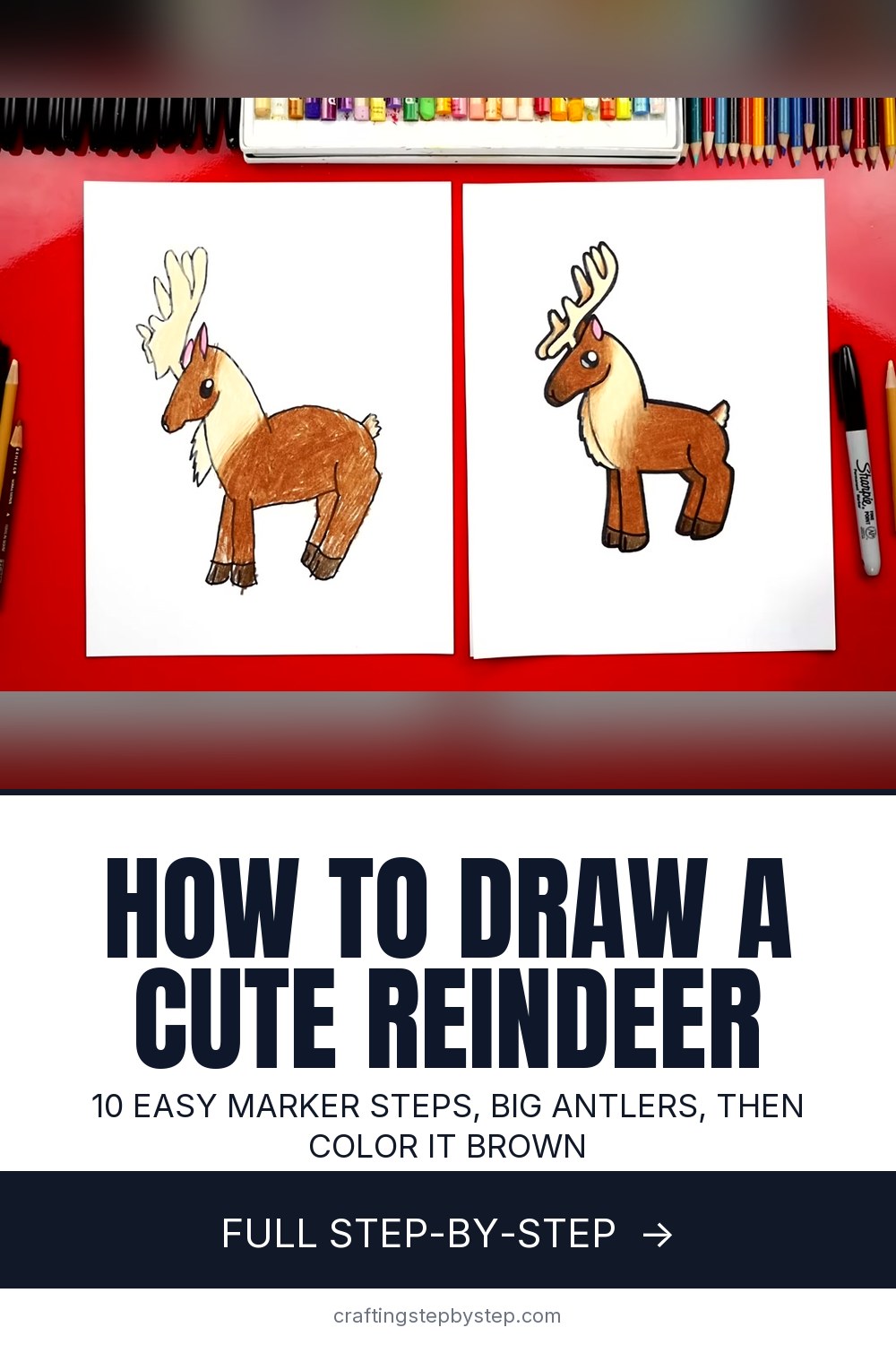 How to Draw a Reindeer - Easy Step by Step for Kids